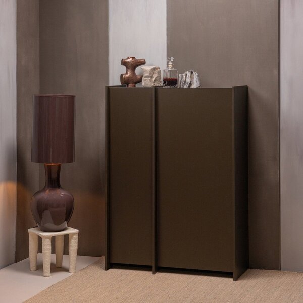 Тъмнокафяво шкафче от декор от ясен 102x140x44 cm Brock – WOOOD