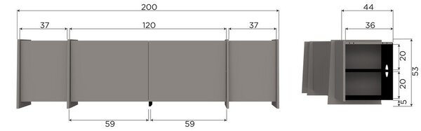 Сива маса за телевизор от декор от ясен 200x53x44 cm Brock – WOOOD