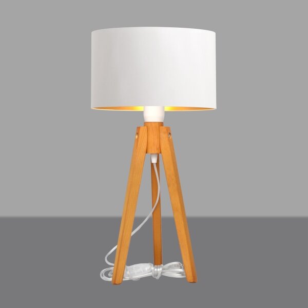 Настолна лампа ALBA 1xE27/15W/230V бял/златист/дъб