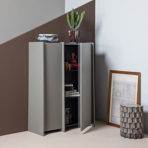 Сиво шкафче от декор от ясен 102x140x44 cm Brock – WOOOD