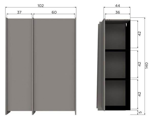 Сиво шкафче от декор от ясен 102x140x44 cm Brock – WOOOD