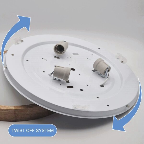 Brilagi-LED RGBW Димируем таванен осветител CARVALHO SLIM 3xE27/9W/230V Wi‑Fi, дъб, Ø47 см