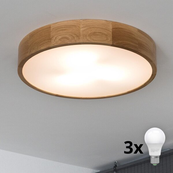 Brilagi - LED Плафониера CARVALHO 3xE27/60W/230V дъб Ø 47,5 см