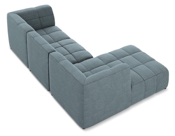 Син ъглов диван от прежда с примки от букле (ляв ъгъл) Aloha – Makamii