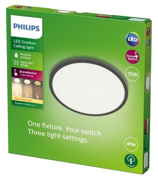 Philips - LED Димируема екстериорна лампа SUPERSLIM LED/15W/230V IP54 черен