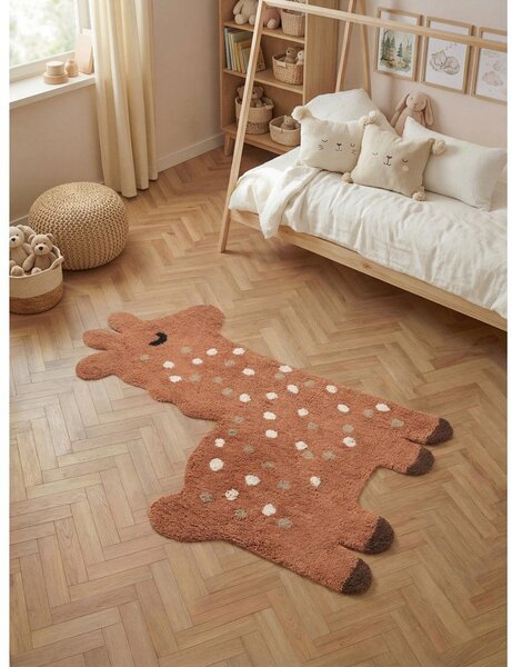 Кафяв памучен детски килим подходящ за пране/ръчно изработен 89x120 cm Snuggle Gino – Hanse Home