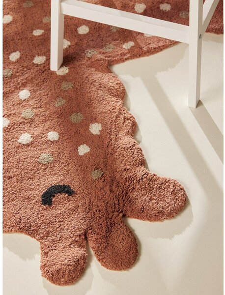 Кафяв памучен детски килим подходящ за пране/ръчно изработен 89x120 cm Snuggle Gino – Hanse Home