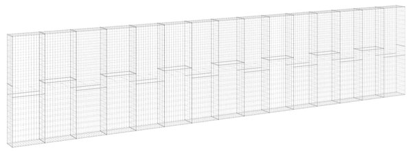 VidaXL Габионна стена с капаци, поцинкована стомана, 900x30x200 см