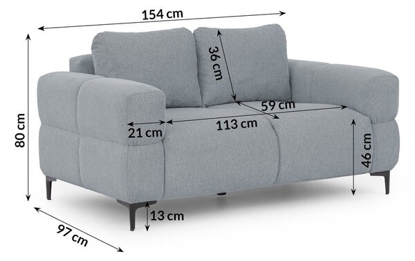 Сиво-син диван 154 cm Helio – Ropez