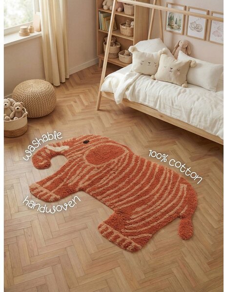 Теракотен памучен детски килим подходящ за пране/ръчно изработен 75x120 cm Snuggle Elodie – Hanse Home