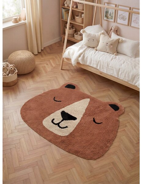 Кафяв памучен детски килим подходящ за пране/ръчно изработен 101x120 cm Snuggle Benni – Hanse Home