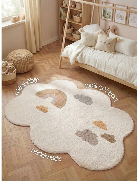 Кремав памучен детски килим подходящ за пране/ръчно изработен 140x200 cm Snuggle Willy – Hanse Home