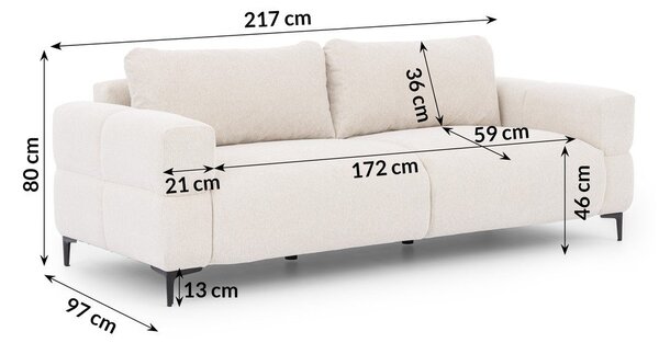 Бял диван 217 cm Helio – Ropez