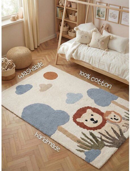 Кремав памучен детски килим подходящ за пране/ръчно изработен 140x200 cm Snuggle Lionel – Hanse Home