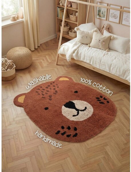 Кафяв памучен детски килим подходящ за пране/ръчно изработен 120x149 cm Snuggle Berry – Hanse Home