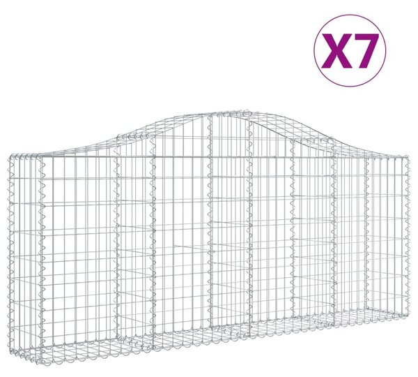 VidaXL Габионни кошници арка 7 бр 200x30x80/100 см поцинковано желязо