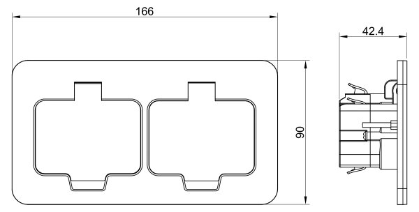 Solight 5B323 - Екстериорен двоен подов контакт за вграждане IP55 ъглов