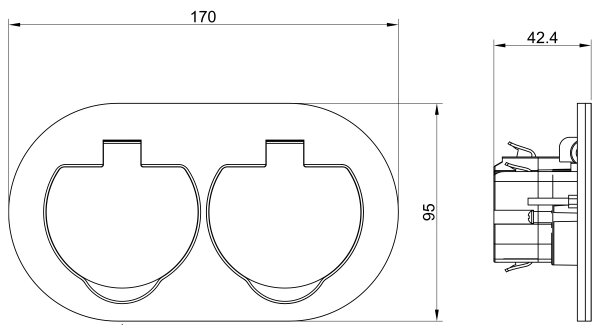 Solight 5B325 - Екстериорен двоен подов контакт за вграждане IP55 кръгла