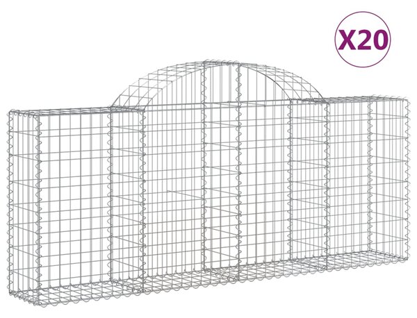 VidaXL Габионни кошници арка 20 бр 200x30x80/100 см поцинковано желязо