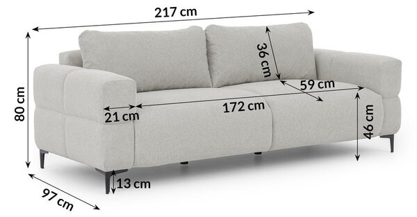 Светлосив диван 217 cm Helio – Ropez
