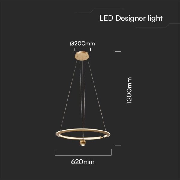 LED Пендел LED/45W/230V 3000K Ø 62 см златист