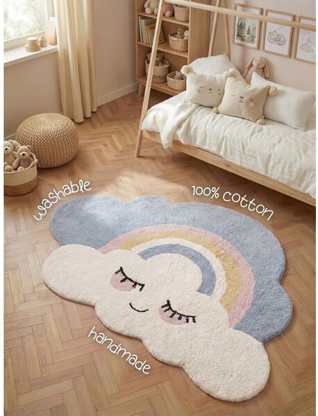 Кремав памучен детски килим подходящ за пране/ръчно изработен 140x200 cm Snuggle Nappi – Hanse Home