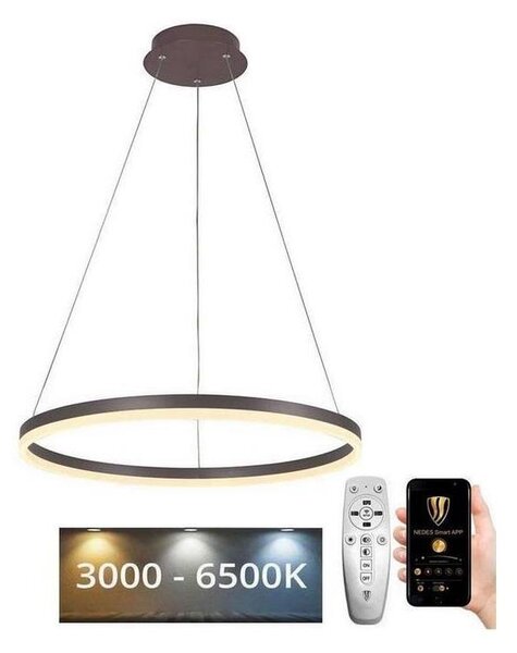 Brilagi - LED Димируем пендел CIRCLE LED/42W/230V 3000-6500K кафяв + д.у