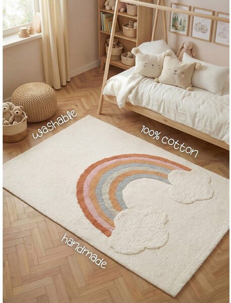 Кремав памучен детски килим подходящ за пране/ръчно изработен 140x200 cm Snuggle Petite – Hanse Home