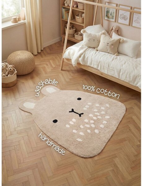 Бежов памучен детски килим подходящ за пране/ръчно изработен 120x152 cm Snuggle Pucki – Hanse Home