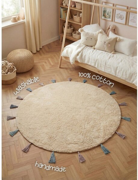 Кремав памучен детски килим подходящ за пране/ръчно изработен ø160 cm Snuggle Sunna – Hanse Home