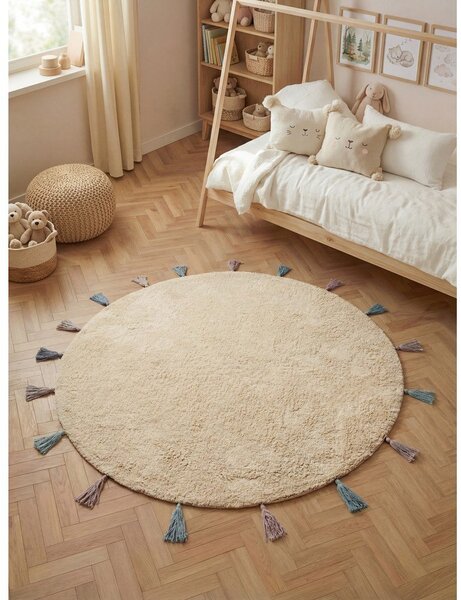 Кремав памучен детски килим подходящ за пране/ръчно изработен ø160 cm Snuggle Sunna – Hanse Home
