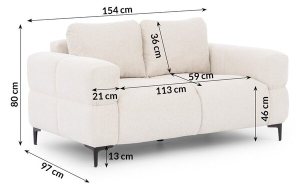 Бял диван 154 cm Helio – Ropez