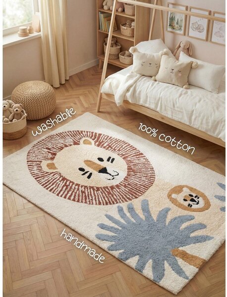 Кремав памучен детски килим подходящ за пране/ръчно изработен 140x200 cm Snuggle Leander – Hanse Home