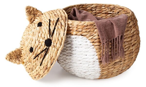 Детска кошница за играчки от воден зюмбюл естествена ø 40x43 cm Cat – Compactor