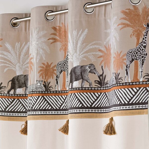 Памучно перде в кафяв и естествен цвят 140x240 cm Kenya Lodge – douceur d'intérieur