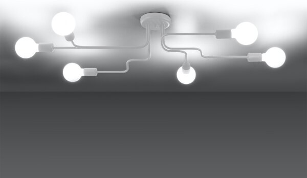 Sollux SL.1443 - Полилей за повърхностен монтаж VECTOR 6xE27/15W/230V бял