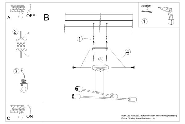 Sollux SL.1451 - Висящ полилей NORAH 4xE27/15W/230V черен