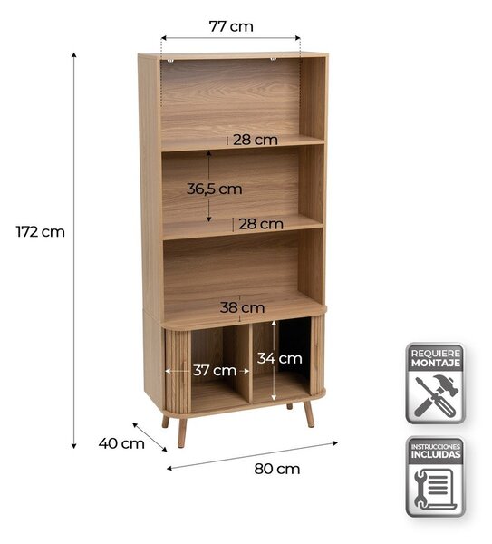 Библиотека от декор от дъб в естествен цвят 80x172x40 cm Elia – Casa Selección