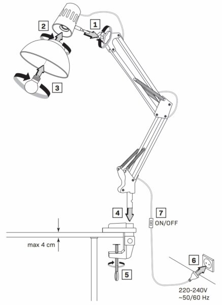 Настолна лампа WORKER 1xE27/10W/230V бял