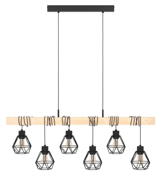 Eglo 44076 - Пендел TOWNSHEND 6xE27/60W/230V - FSC сертифицирано