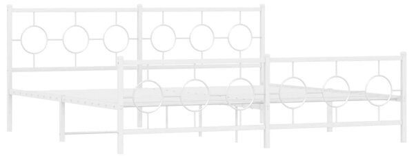 VidaXL Метална рамка за легло с горна и долна табла, бяла, 200x200 см