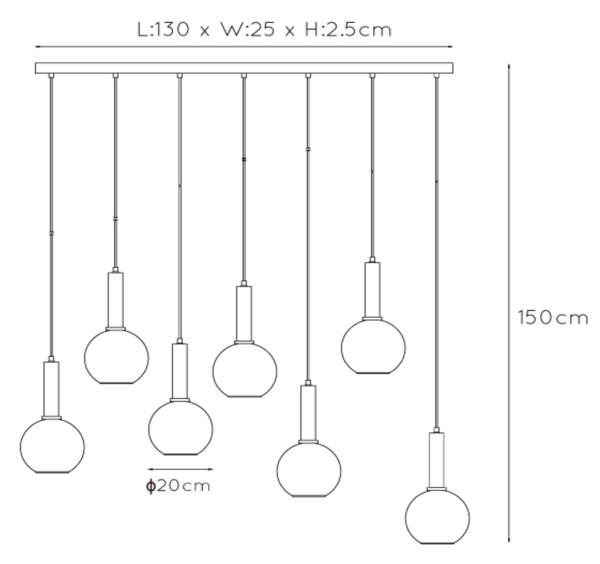 Lucide 45402/07/30 - Пендел MARIUS 7xE27/40W/230V черен