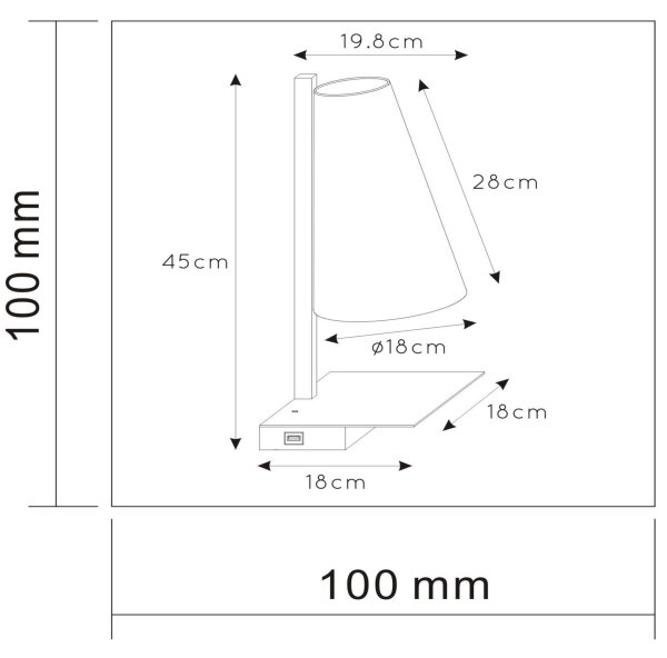 Lucide 30295/01/30 - Димируема настолна лампа GREGORY 1xE27/60W/230V USB черен