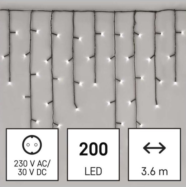 LED Екстериорни Коледни лампички 200xLED/8 режима 8,6м IP44 студено бели