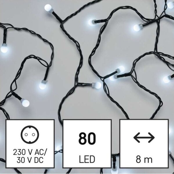 LED Екстериорни Коледни лампички 80xLED/13м IP44 студено бели