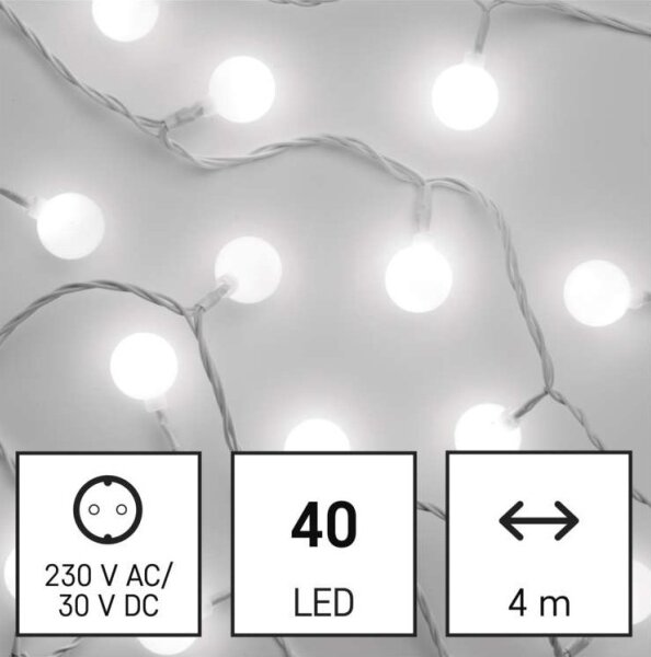 LED гирлянд за външна употреба 40xLED/9m IP44 студено бяло
