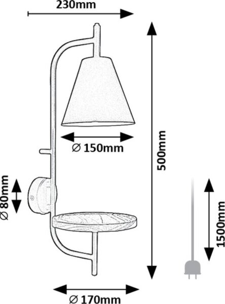 Rabalux 71293 - Аплик с рафт AZOME 1xE27/15W/230V бук