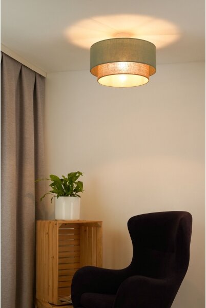 Duolla - Полилей за повърхностен монтаж BOHO 1xE27/15W/230V Ø 45 см зелен/кафяв