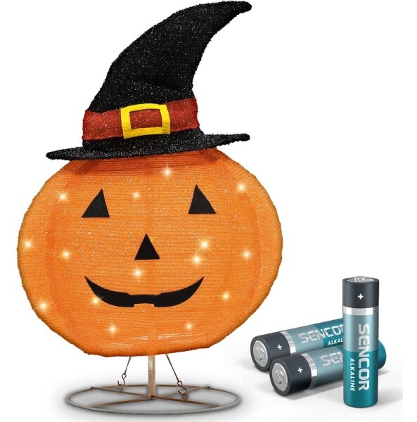 LED Екстериорен декорация HALLOWEEN LED/3xAA/топл бяло IP44 тиква