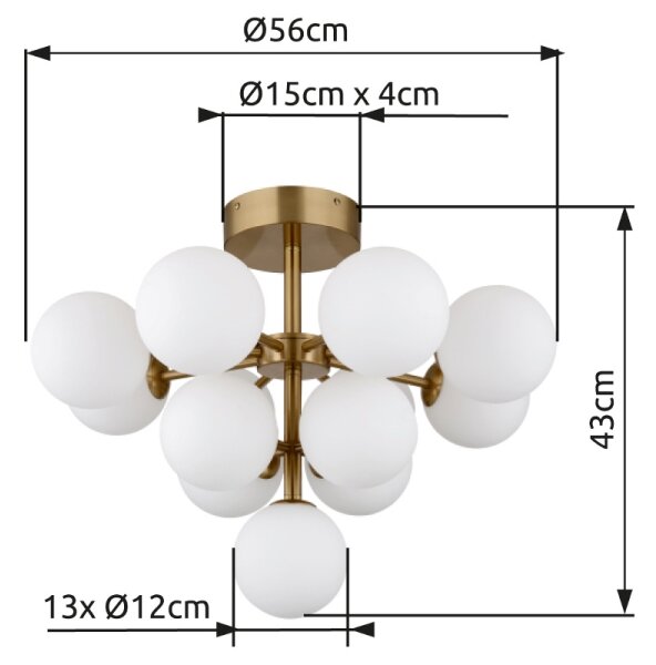 Globo 56143-13GD - Полилей за повърхностен монтаж GRAPPY 13xG9/5W/230V